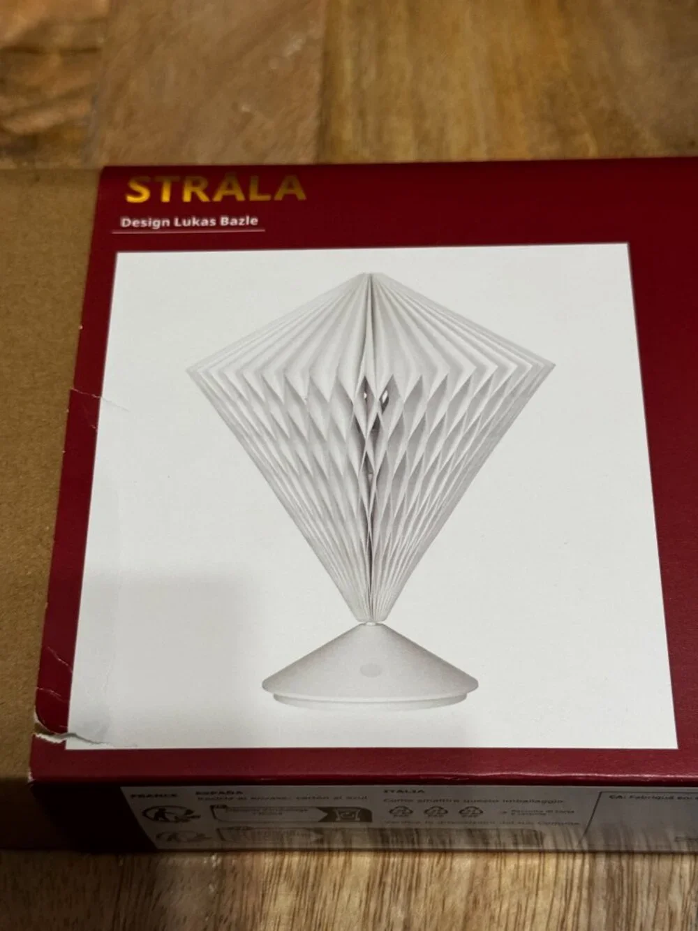 IKEA STRÅLA LED Pleated Diamond-Shaped Table Lamp, White, 106.066.40